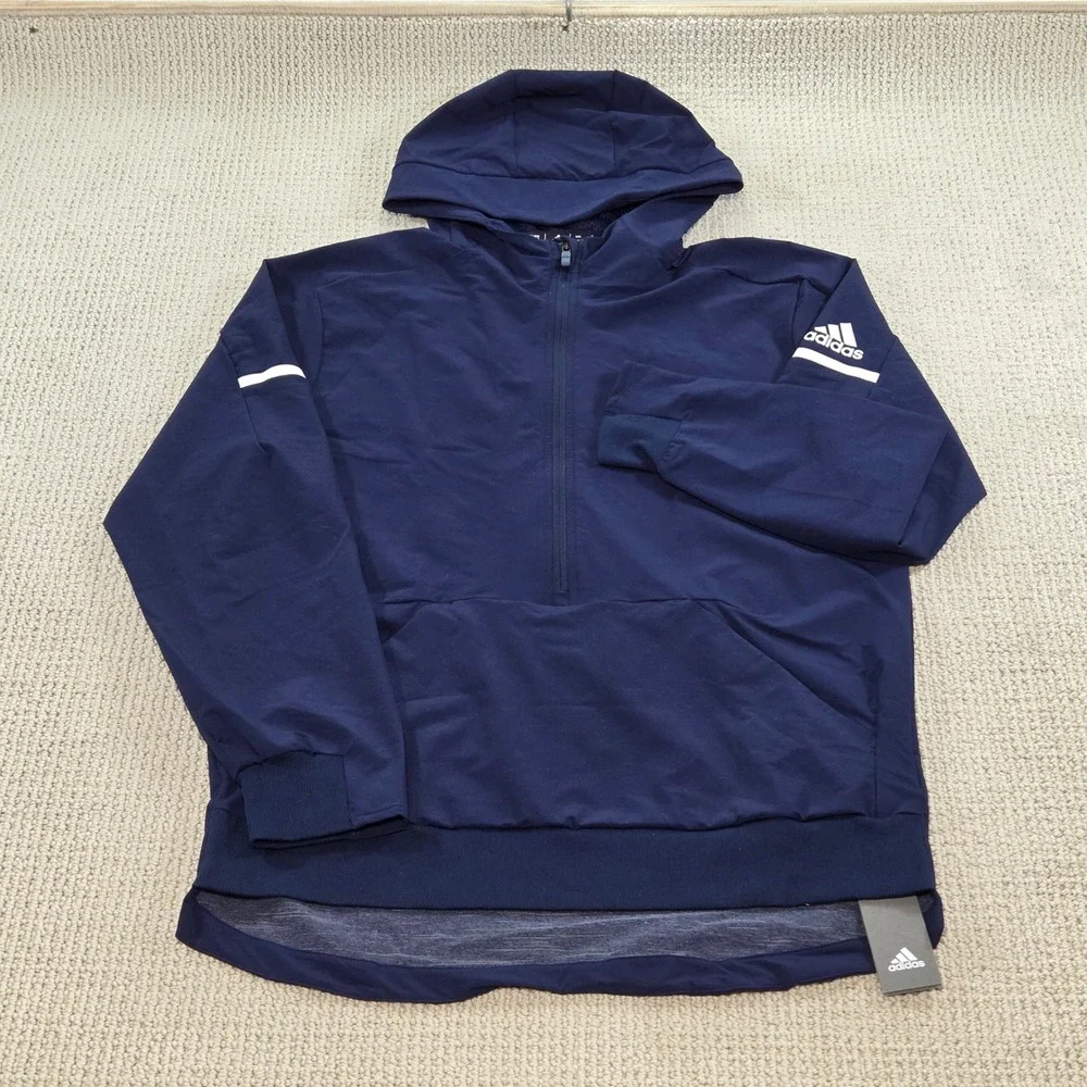NWT Adidas Squad‎ Anorak Quarter-Zip Golf Pullover Navy Blue Mens Medium